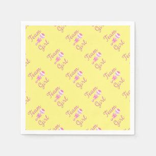 Team Girl Gender Reveal Party Gear Paper Napkins
