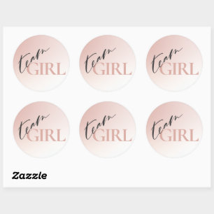 Team Girl Gender Reveal Party Ombre Decoration Classic Round Sticker
