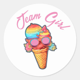 Team Girl Gender Reveal Party Vote Ice Cream Classic Round Sticker