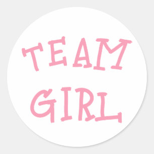 Team Girl Gender Reveal Pink Classic Round Sticker