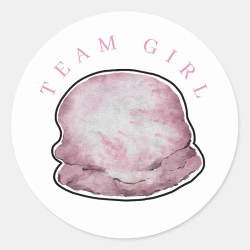 Team Girl Ice Cream Gender Reveal Round Sticker C Classic Round Sticker