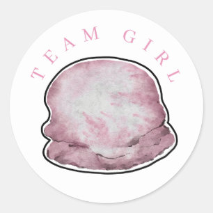 Team Girl Ice Cream Gender Reveal Round Sticker. C Classic Round Sticker