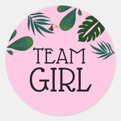 Team Girl Jungle  Baby Gender Reveal Classic Round Sticker