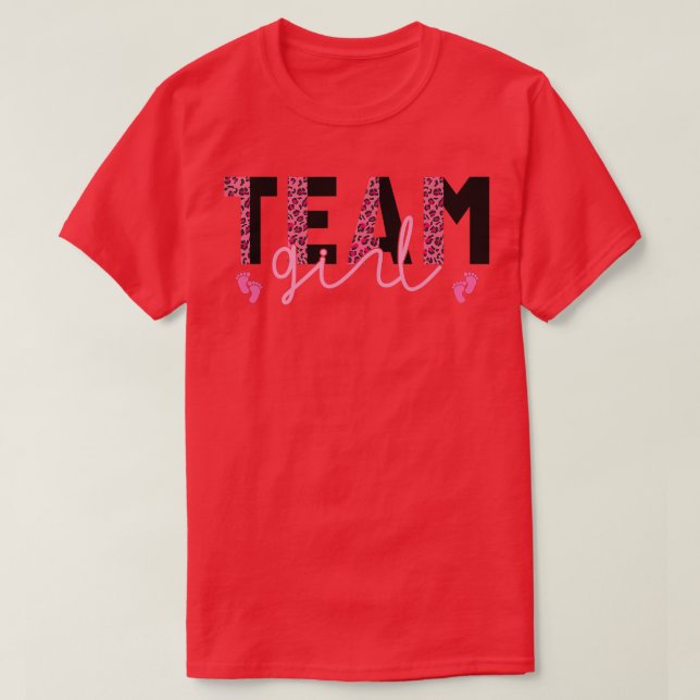Team Girl Leopard Print Pink Or Blue Gender Reveal T-Shirt (Design Front)