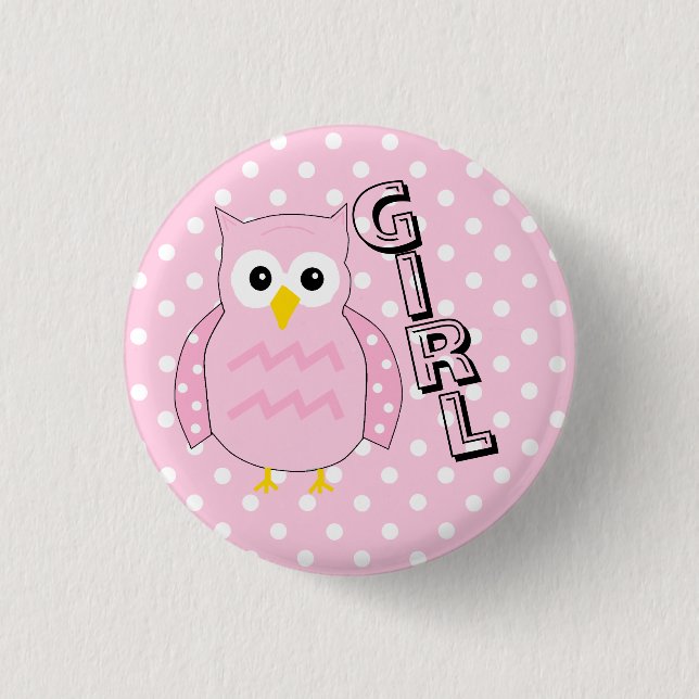 Team Girl Owl Baby Shower Game Pinback Button (Front)