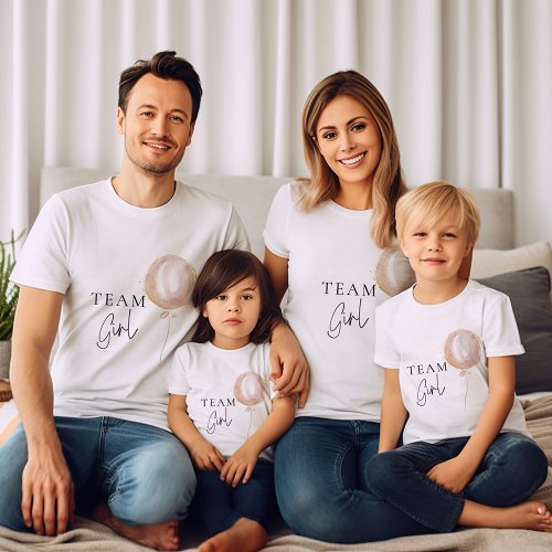 Team Girl Pink Balloon Gender Reveal Family T_Shirt
