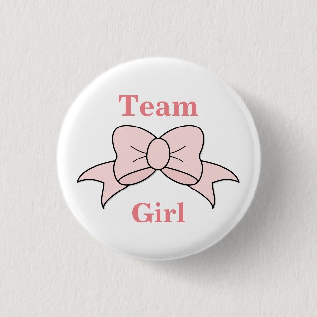 Team Girl Pink Bow Gender Reveal  Button (Front)