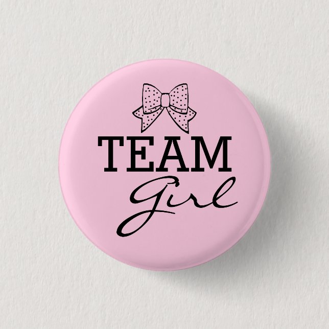 Team Girl Pink Gender Reveal Game Baby Shower Pinback Button (Front)