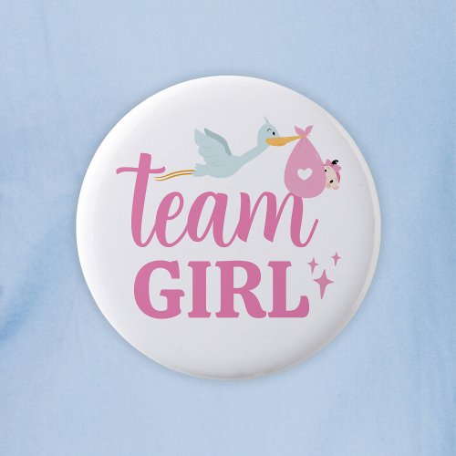 Team Girl Pink Gender Reveal Party Button