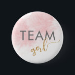 Team Girl Pink Watercolor Glitter Gender Reveal Button<br><div class="desc">Your gender reveal party guests will be able to display their vote with these cute buttons. The design features the words "Team girl" and is accented with gold glitter calligraphy on the pink watercolor background.</div>