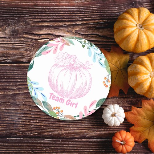 Team Girl Pumpkin Gender Reveal Party Vote  Classic Round Sticker