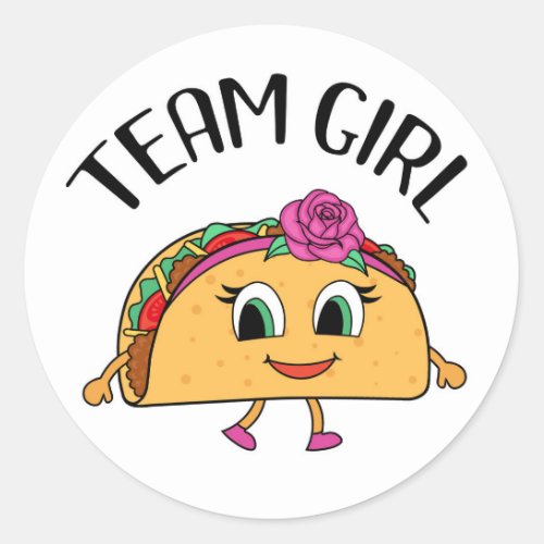 Team Girl Taco themed gender reveal party stickers