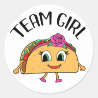 Team Girl Taco themed gender reveal party stickers