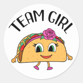 Team Girl Taco themed gender reveal party stickers