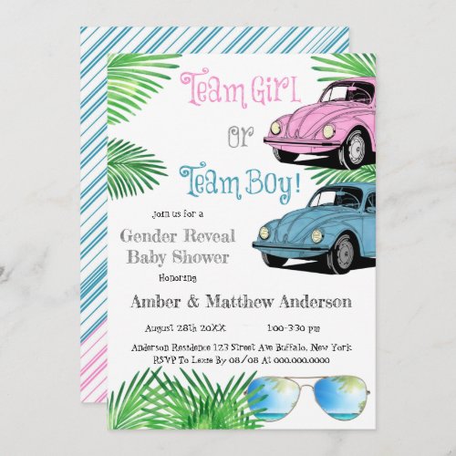 Team Girl Team Boy Car Gender Reveal Baby Shower 