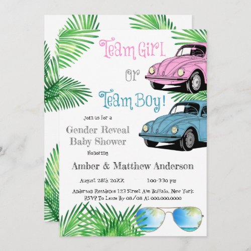 Team Girl Team Boy Car Gender Reveal Baby Shower 