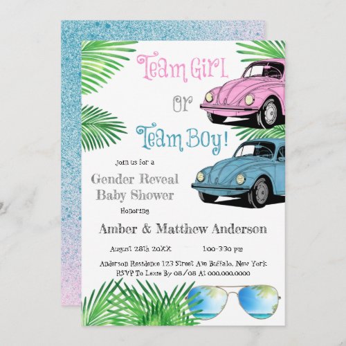 Team Girl Team Boy Car Gender Reveal Baby Shower 