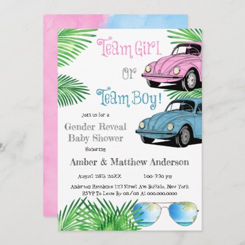 Team Girl Team Boy Car Gender Reveal Baby Shower 