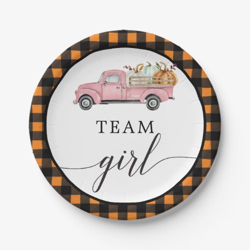 Team Girl Vintage Pumpkin Truck Paper Plates