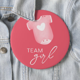 Team Girl Wear What Will Baby Be Guess Pink White Button