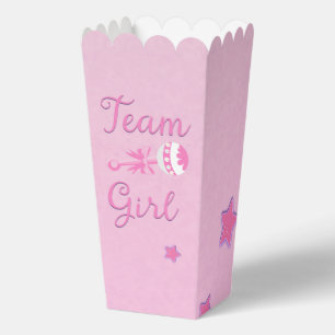 Team Girl with Baby Rattle Gender Reveal Favor Boxes