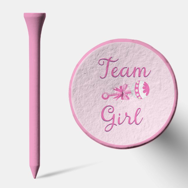 Team Girl with Baby Rattle Gender Reveal Golf Tees (Combo)