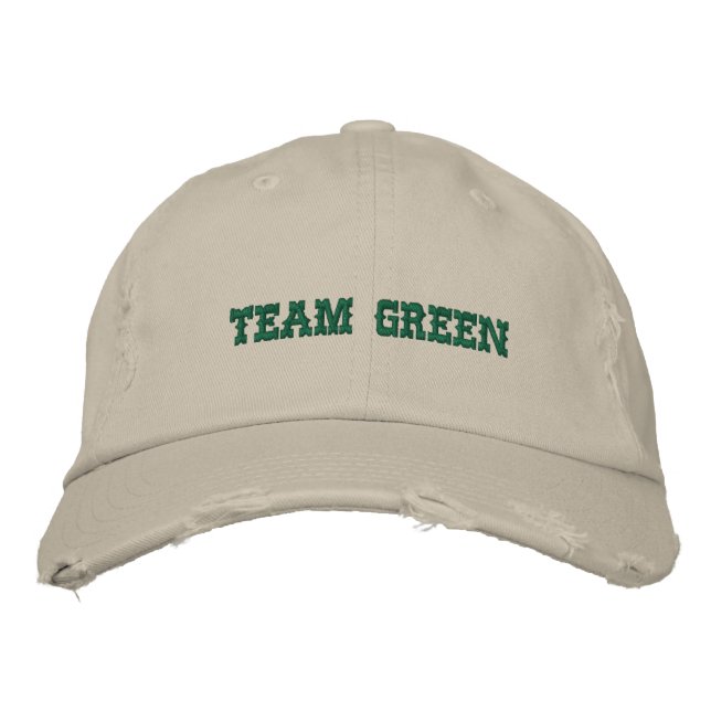 TEAM GREEN EMBROIDERED BASEBALL HAT (Front)