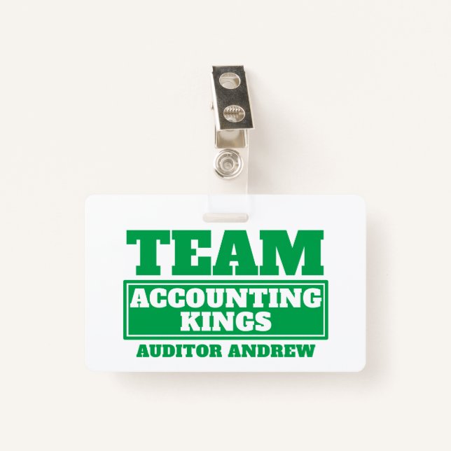 Team green personalized name team building badge (Front with Clip)