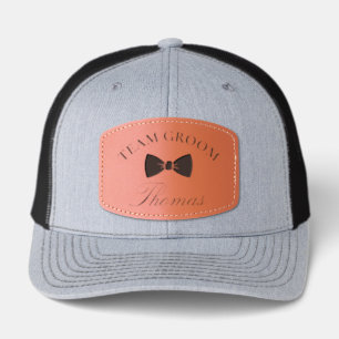 Team Groom Accessory · Custom Gift Groomsmaid Leather Patch Hat