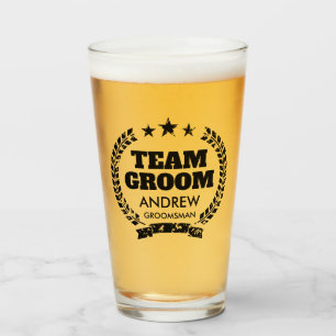 Team Groom bachelor party beer glass for groomsmen