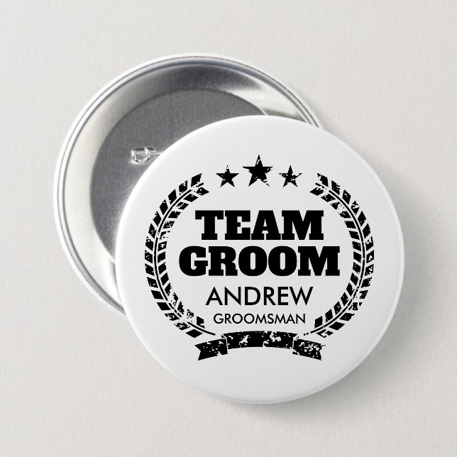 Team Groom bachelor party buttons for groomsmen (Front & Back)