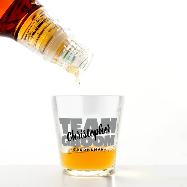 Team Groom Bachelor Party Groomsman Black Gray Shot Glass (Team Groom Bachelor Party Groomsman Black Gray Shot Glass)