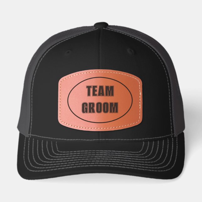 Team Groom Bachelor Party Leather Patch Hat (Front)