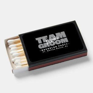 Team Groom Bachelor Party Wedding Stag Night Black Matchboxes