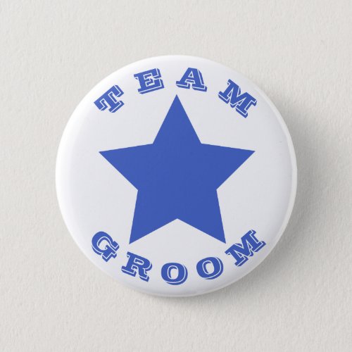 TEAM GROOM  Big Navy Blue Star Button