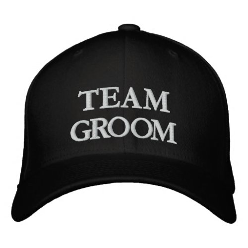 Team Groom black and white elegant chic wedding Embroidered Baseball Cap