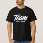 Team Groom black and white wedding party game T-Shirt<br><div class="desc">Team Groom black and white wedding party game T-Shirt. Custom black and white tee for groom and groomsmen. Stylish hand lettering design for bachelor party games and more. Available in other cool colors too. Create them for your group of friends, guests, squad, crew, best man, groomsman etc. Also for bridal...</div>