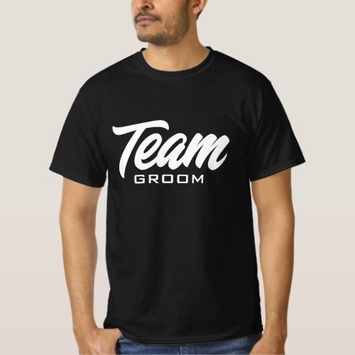 Team Groom black and white wedding party game T_Shirt