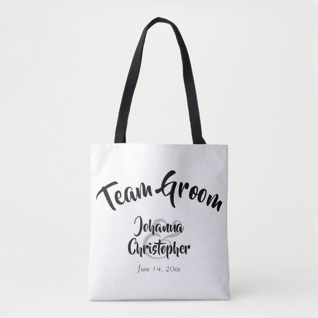 Team Groom Black & White Wedding Swag Bag (Front)