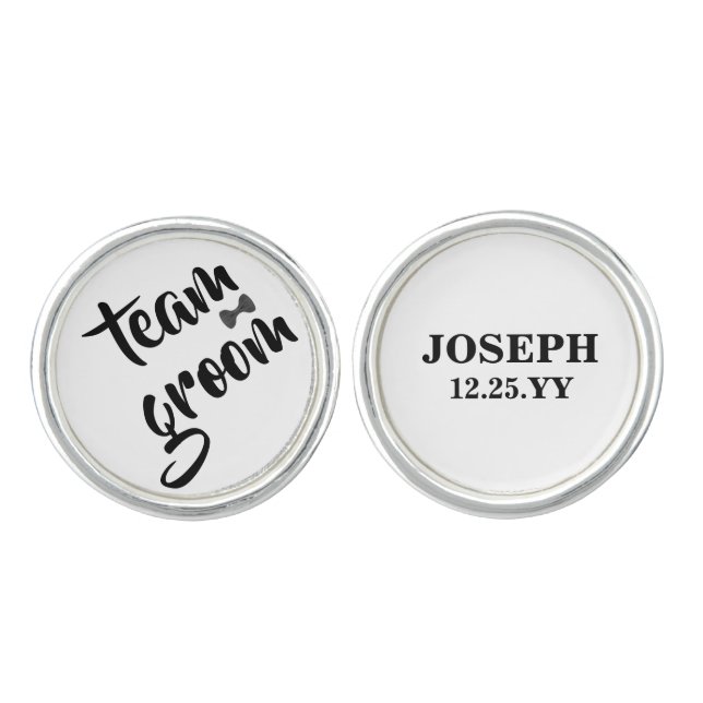 Team Groom Bow Tie Bachelor Party Wedding Cufflinks (Front)