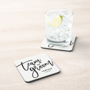Team Groom Bow Tie Bachelor Party Wedding Custom Beverage Coaster