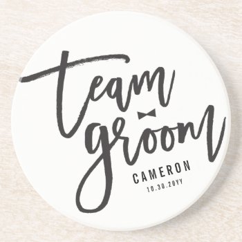 Team Groom Bow Tie Bachelor Party Wedding Custom Coaster by fatfatin_blue_knot at Zazzle