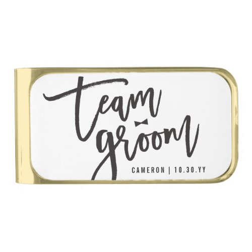 Team Groom Bow Tie Bachelor Party Wedding Custom Gold Finish Money Clip