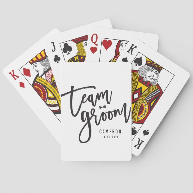 Team Groom Bow Tie Bachelor Party Wedding Custom Poker Cards (Back)
