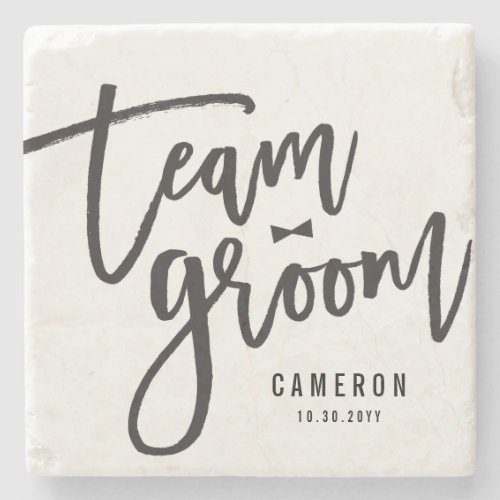 Team Groom Bow Tie Bachelor Party Wedding Custom Stone Coaster