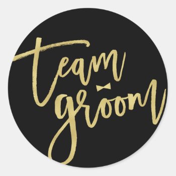 Team Groom Bow Tie Trendy Bachelor Party Wedding Classic Round Sticker by fatfatin_blue_knot at Zazzle