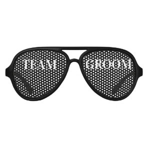 Team groom bridal party photoshoot aviator sunglasses