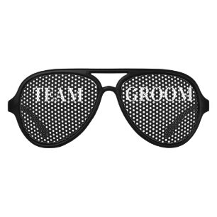 Team groom bridal party photoshoot aviator sunglasses