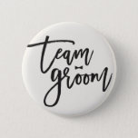 Team Groom Brush Script Bow Tie Chic Wedding Party Pinback Button at Zazzle