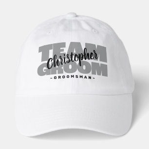 Team Groom Custom Gray Script Bachelor Dad Hat